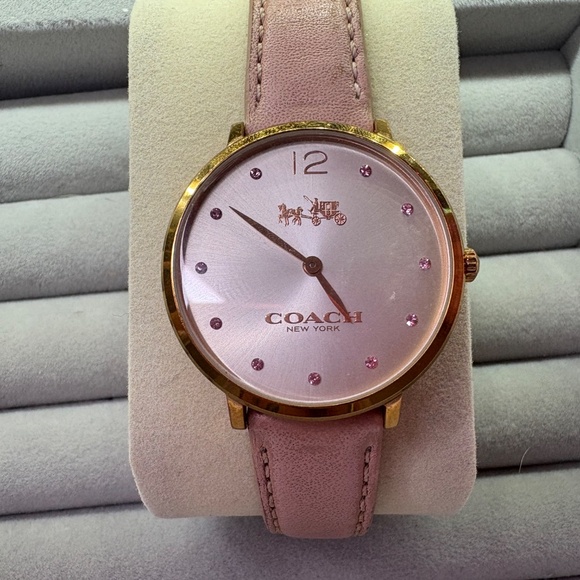 Pink COACH gem watch with leather strap - Picture 3 of 11